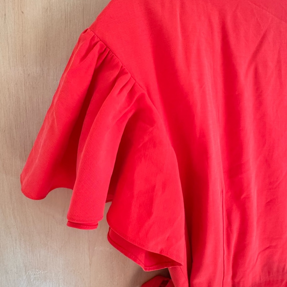 Club Monaco Red Ruffled Wrap Mini Dress - Picture 5 of 5